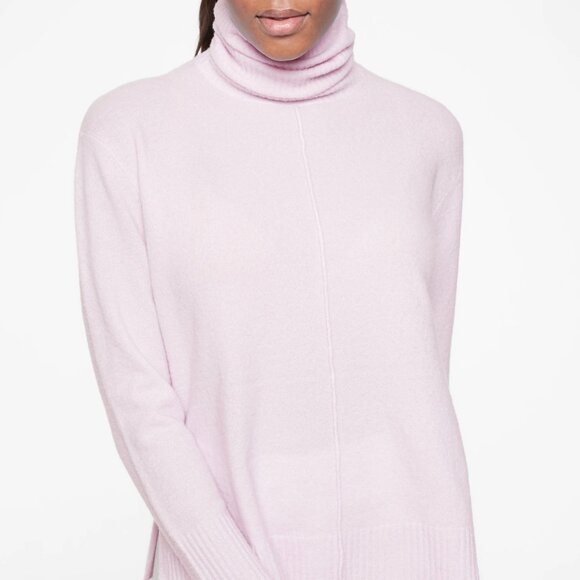 [Athleta] Transit Pullover Turtleneck Sweater Wool Blend Simply Lilac Small - Picture 1 of 8